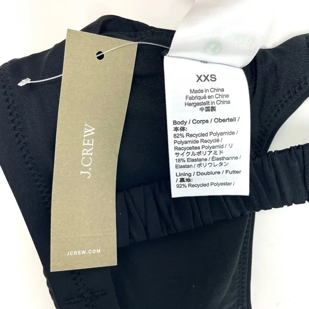 NEW J. Crew Scrunchie-strap Square Neck Bikini Top, Black, Women's XXS BM431 $72